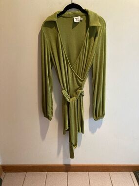 Princess Polly Olive Shimmer Knit mini dress